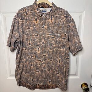 Salt Life SLX Tiki Tuna Button Down Fishing Shirt Sunrise Size Mens Large GUC